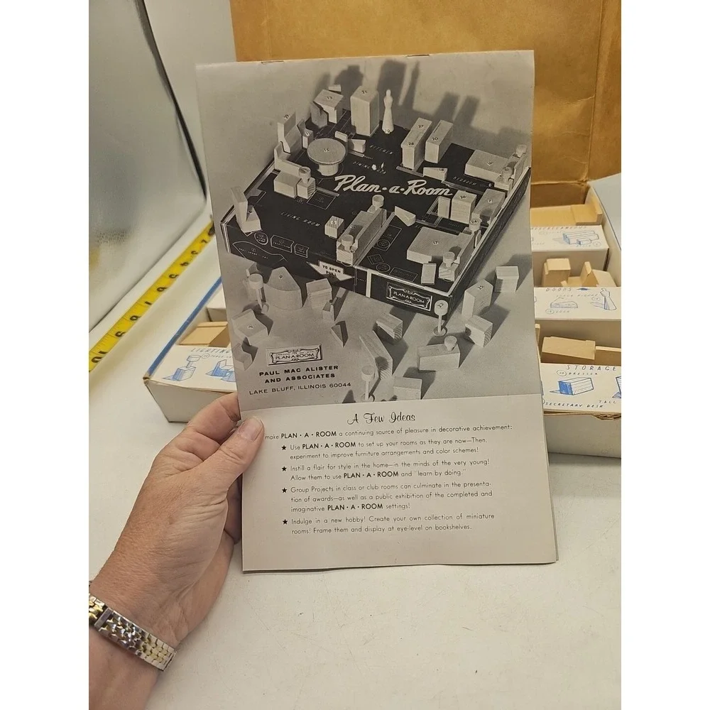 Paul MacAlister‎ Original Plan-A-Room 1950s Wooden Pieces Box Manual Vintage
